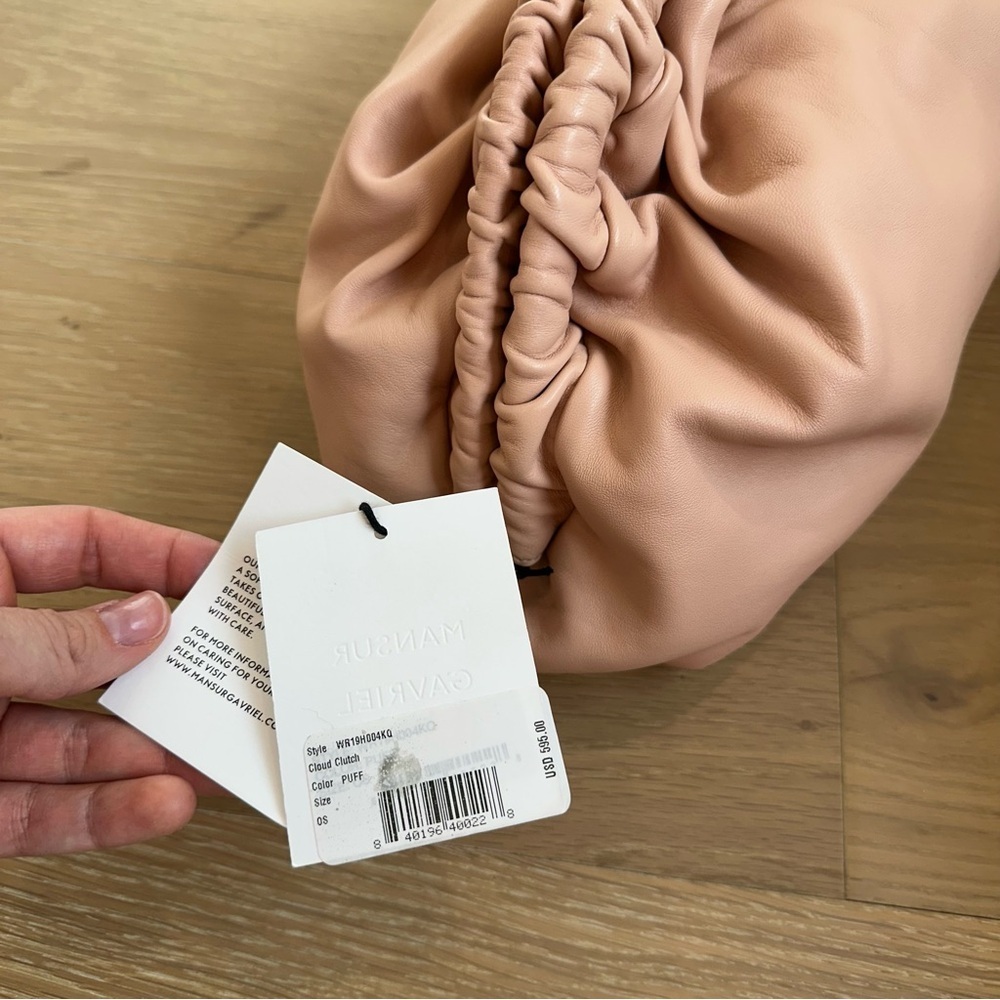 Mansur Gavriel Large Cloud Clutch Purse Puff Pink Italy Italian Leather Bag - Picture 11 of 15